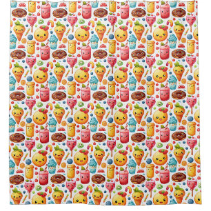 Cheerful funny cute sweets Shower Curtain