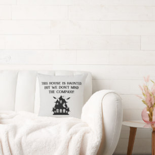 Cheerful Funny Haunted House Halloween Throw Pillow