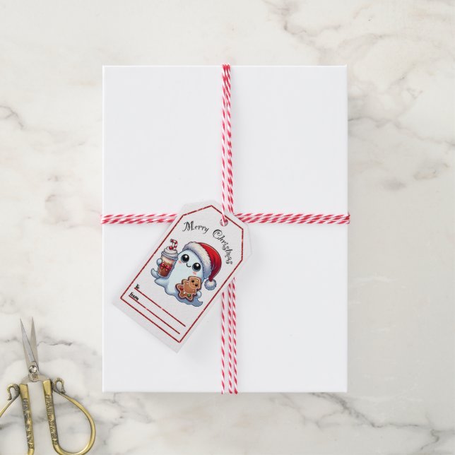 Cheerful ghost Christmas tags (With Twine)