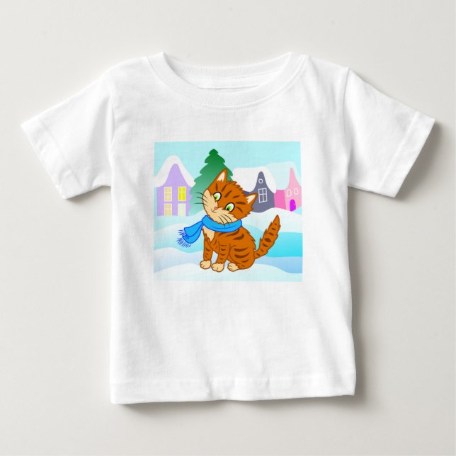 cheerful ginger kitten in cartoon style  baby T-Shirt (Front)