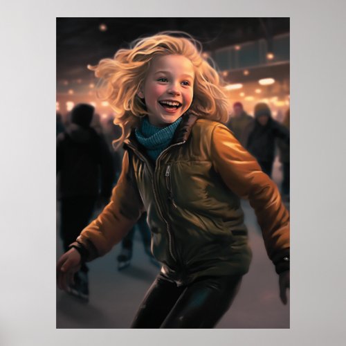 Cheerful Girl Gliding with Glee Poster