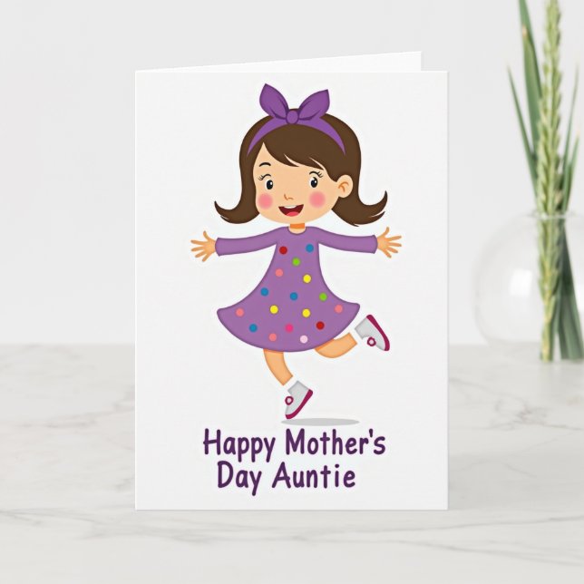 Cheerful Girl Mothers Day Card (Front)