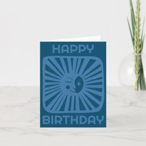 Cheerful Glow Moon HAPPY BIRTHDAY Customized BDAY Card