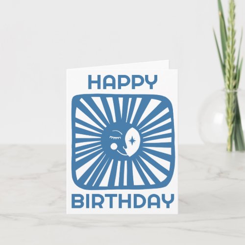 Cheerful Glow Moon HAPPY BIRTHDAY Customized BDAY Card