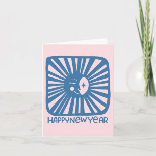 Cheerful Glow Moon HAPPY NEW YEAR Customize It Card