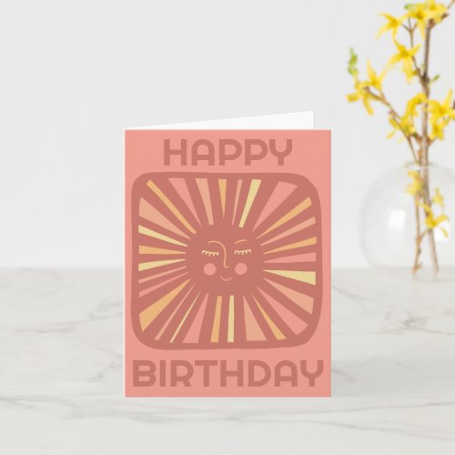 Cheerful Glow Sun HAPPY BIRTHDAY Customized BDAY Card