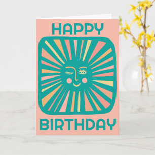 Cheerful Glow Sun HAPPY BIRTHDAY Customized BDAY Card