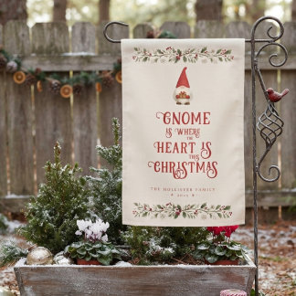 Cheerful Gnome Heart Christmas Family Garden MH26 Flag