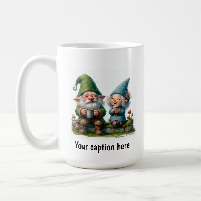 Cheerful Gnomes Enjoying a Coffee Break Mug (Left)