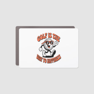 Cheerful Golf Ball Mascot Car Magnet