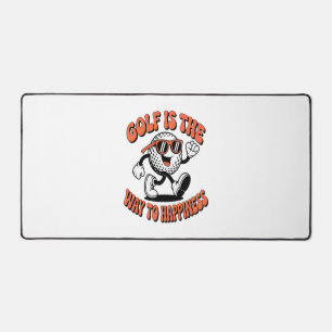 Cheerful Golf Ball Mascot Desk Mat