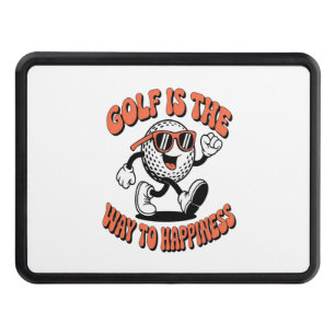 Cheerful Golf Ball Mascot Hitch Cover