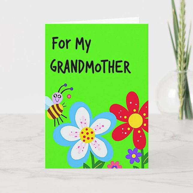 Cheerful Grandmother Garden Card (Front)
