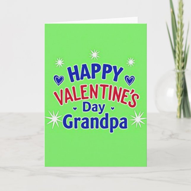 Cheerful Grandpa Valentine Card (Front)