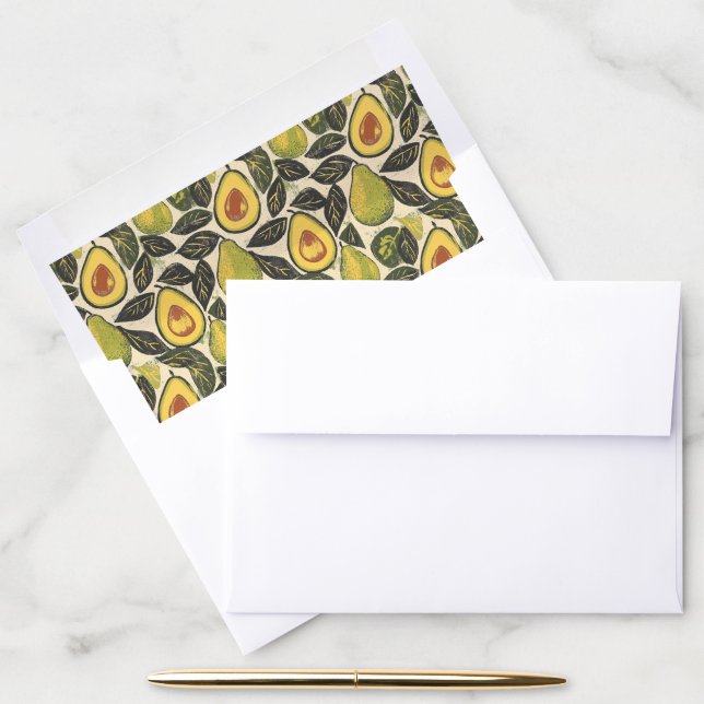 Cheerful Green Avocado Illustration Envelope Liner (Desk)