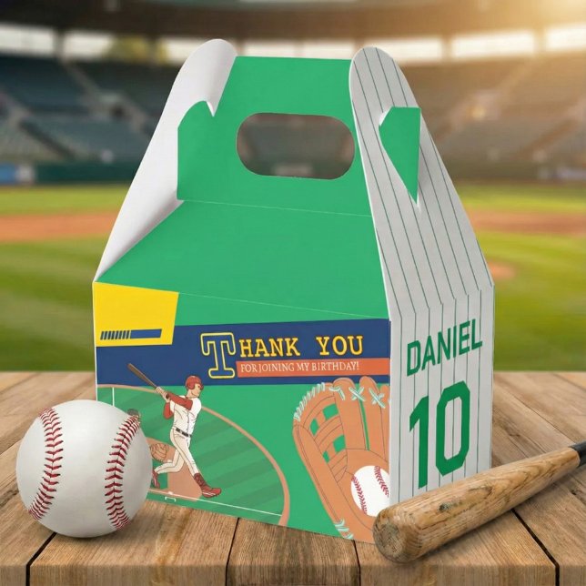 Cheerful Green Baseball Party Theme for Kids Favor Boxes (Creator Uploaded)
