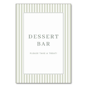 Cheerful Green Beige Minimalist Dessert Bar Sign Table Number