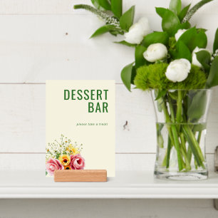 Cheerful Green Floral Dessert Bar Sign Holder