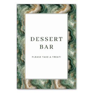 Cheerful Green Marble Dessert Bar Sign Table Number