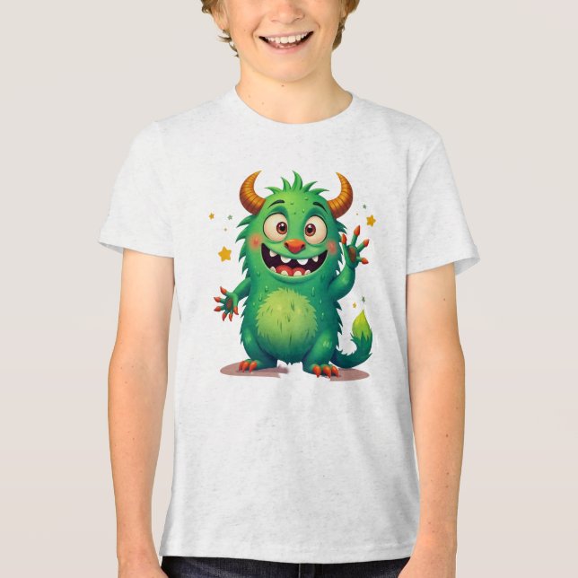 Cheerful Green Monster Tri-Blend Shirt (Front)