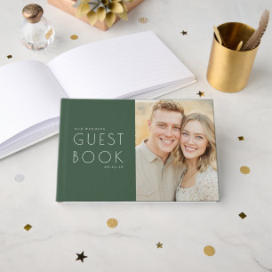 Cheerful Green Stars Guest Book