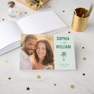 Cheerful Green Tropical Photo Guest Book