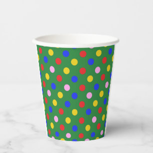 Cheerful green with colorful dots Paper Cups