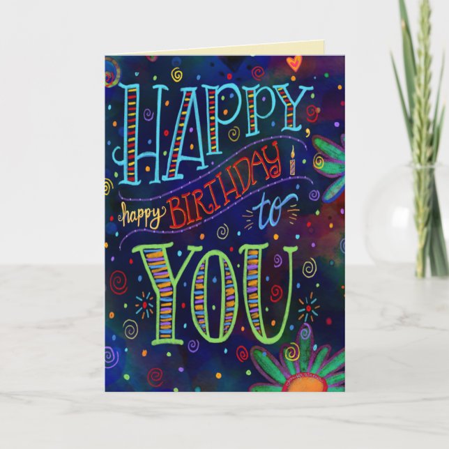 Cheerful Happy Birthday to You Fun Colorful  Card (Front)