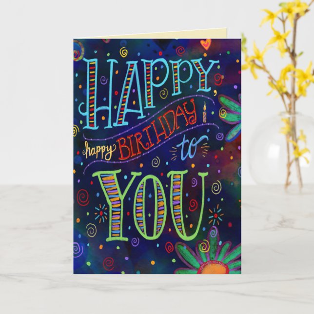 Cheerful Happy Birthday to You Fun Colorful Card | Zazzle