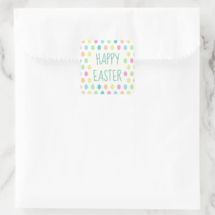Cheerful Happy Easter Colorful Pastel Square Sticker