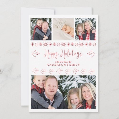 Cheerful Happy Holidays Family Photos Christmas Holiday Card