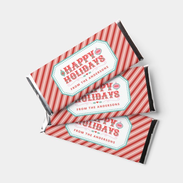 Cheerful Happy Holidays Holiday Hershey Bar Favors (Front)