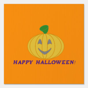 Cheerful Happy Pumpkin Halloween Sign