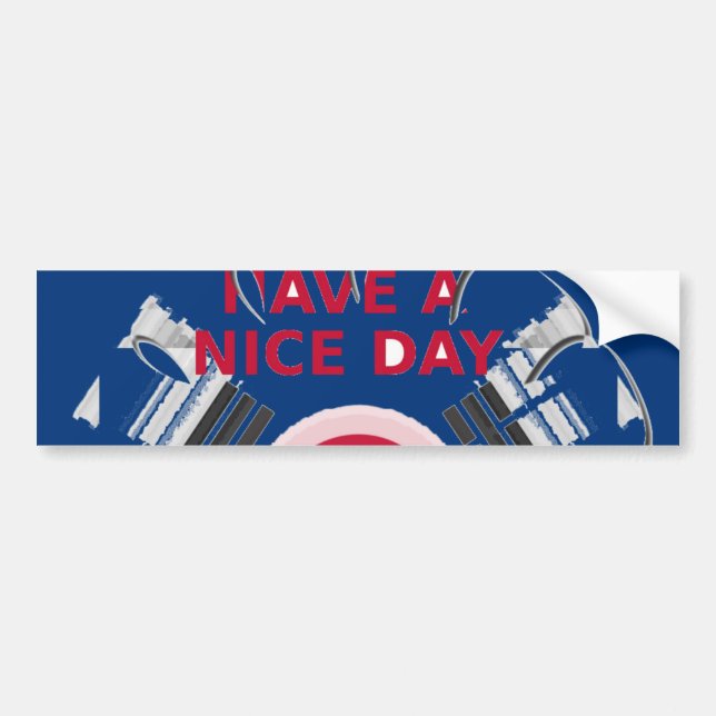 Cheerful "Have a Nice Day" Korean Flag Art Design Bumper Sticker (Front)