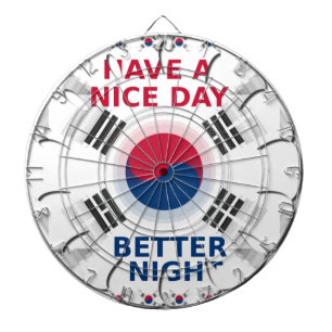 Cheerful "Have a Nice Day" Korean Flag Art Design Dartboard With Darts