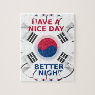 Cheerful "Have a Nice Day" Korean Flag Art design Jigsaw Puzzle