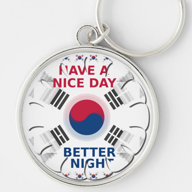 Cheerful "Have a Nice Day" Korean Flag Art design Keychain (Front)