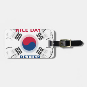 Cheerful "Have a Nice Day" Korean Flag Art Design Luggage Tag