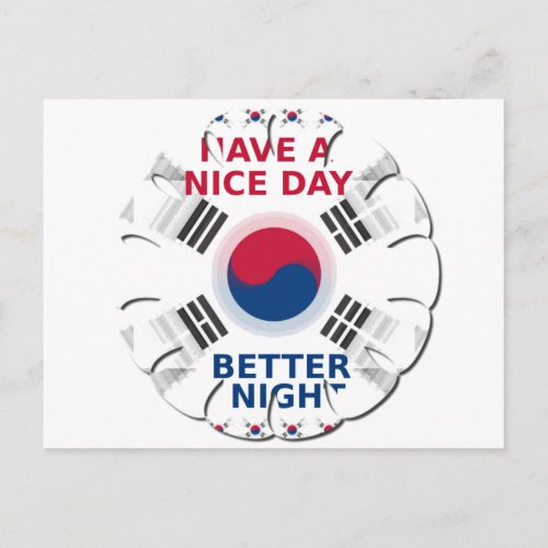 Cheerful Have a Nice Day Korean Flag Art design Postcard