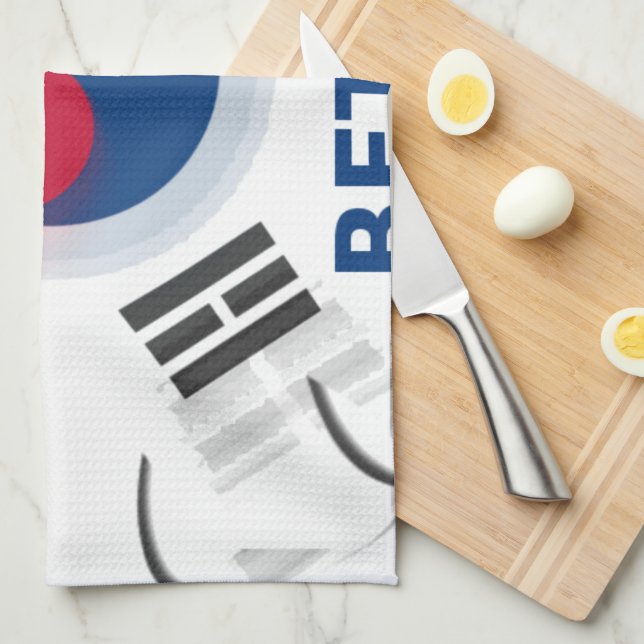 Cheerful "Have a Nice Day" Korean Flag Art design Towel (Quarter Fold)