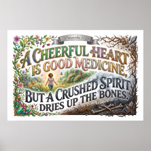 Cheerful Heart Brings Healing Crushed Spirit Dries Poster