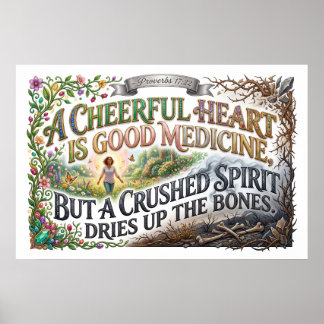 Cheerful Heart Brings Healing Crushed Spirit Dries Poster