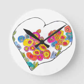Cheerful Heart by Lydia's Art Sangria Round Clock