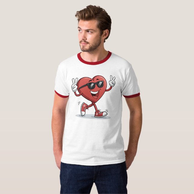 Cheerful heart cartoon funny t shirt (Front Full)