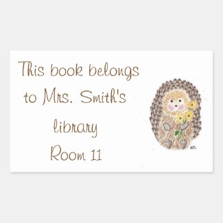 Cheerful hedgehog classroom library stickers