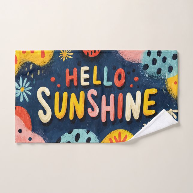Cheerful "Hello Sunshine" Greeting  Hand Towel (Hand Towel)