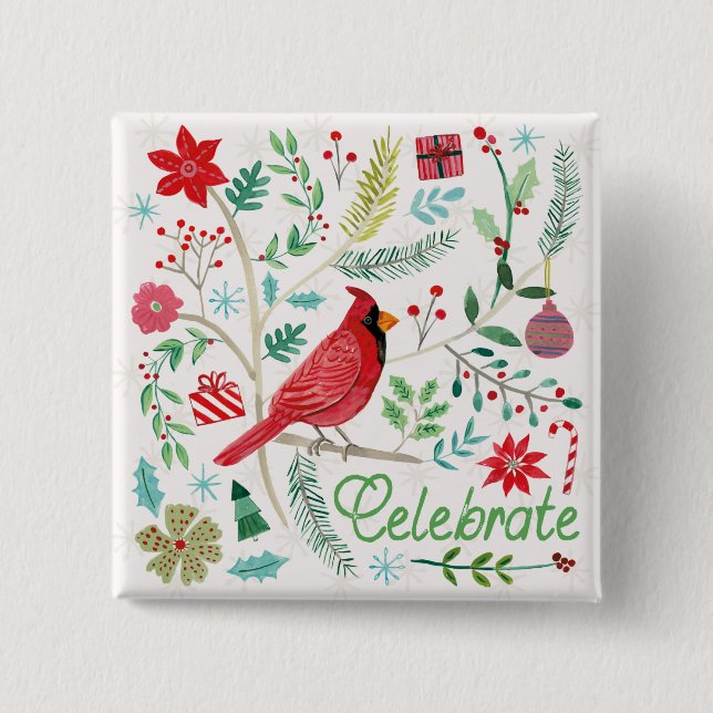 Cheerful Holiday - Celebrate Button (Front)