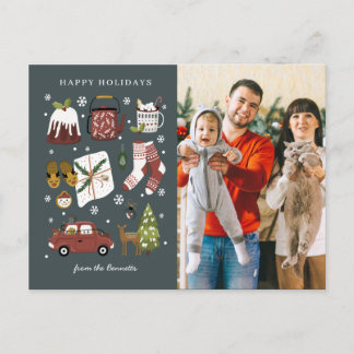 Cheerful Holiday Hygge | Christmas Photo Collage Postcard