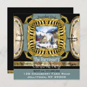 Cheerful Holiday Snow Scene Christmas Party Invitation
