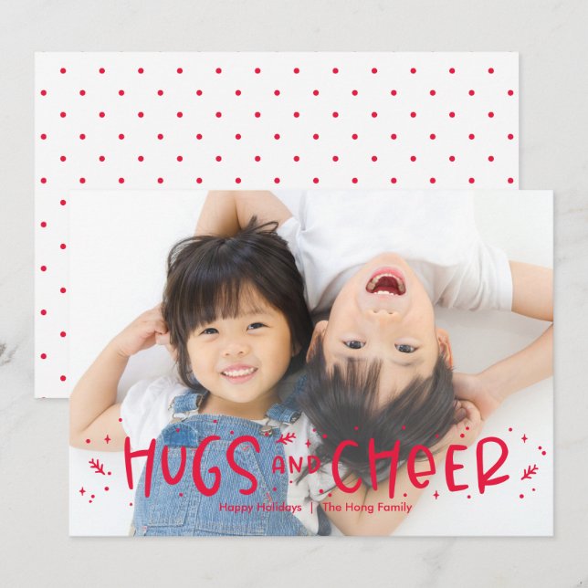Cheerful Hug Editable Color Holiday Photo Card (Front/Back)
